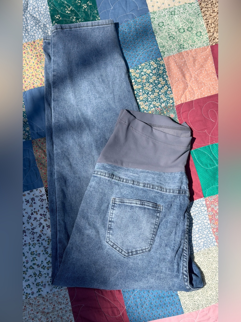 Stretchy Maternity Denim Jeans with Stretch Waistband from Amazon size xxl